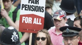 Thousands of workers protest over public sector pension cuts